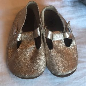 Mon Petit White Gold Mary Janes